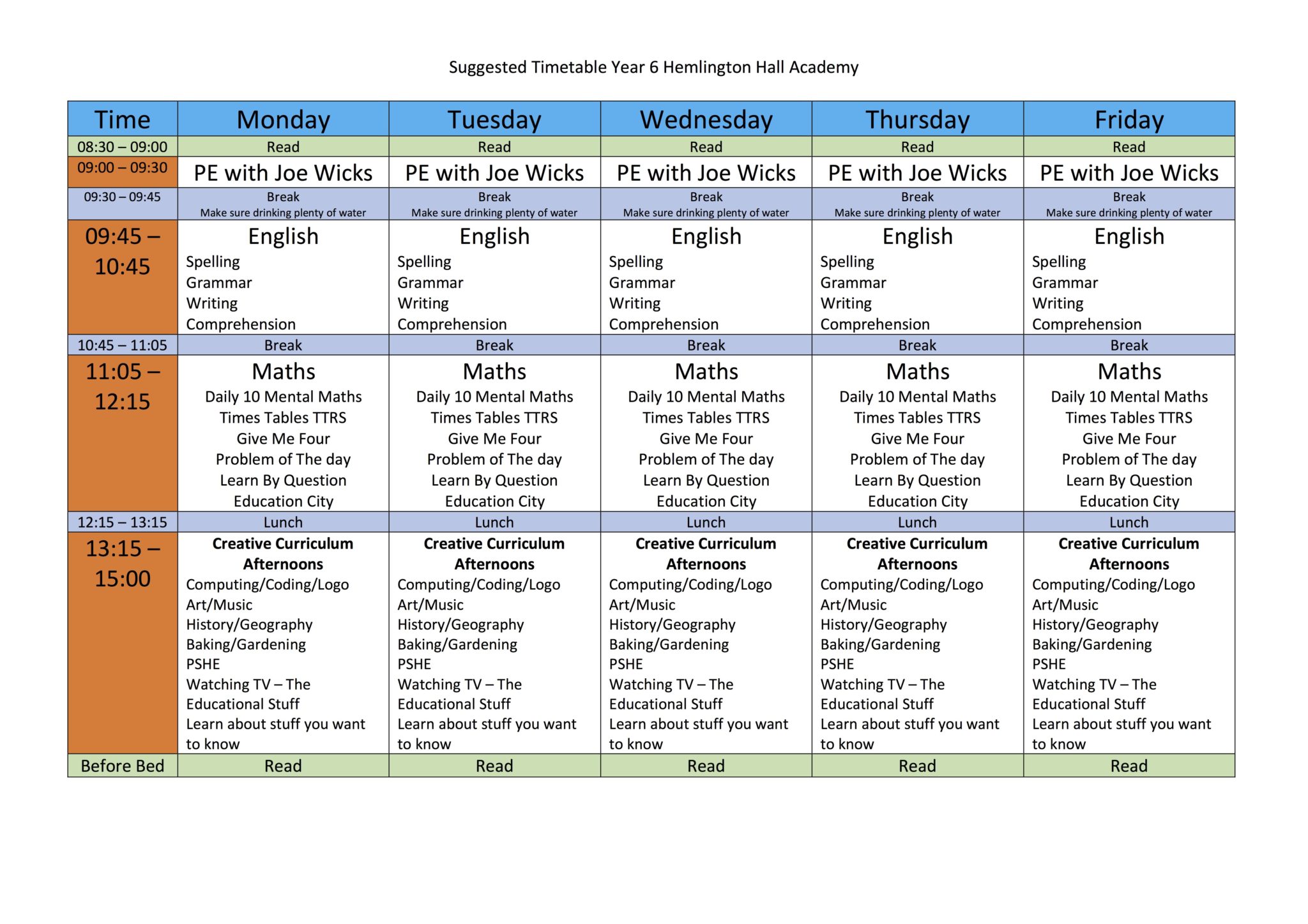 hemlington-hall-academy-year-6-timetable